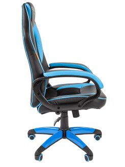 Игровое кресло Chairman game 16 чёрный/голубой экокожа RU - 2