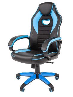 Игровое кресло Chairman game 16 чёрный/голубой экокожа RU - 4