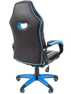 Игровое кресло Chairman game 16 чёрный/голубой экокожа RU - 3