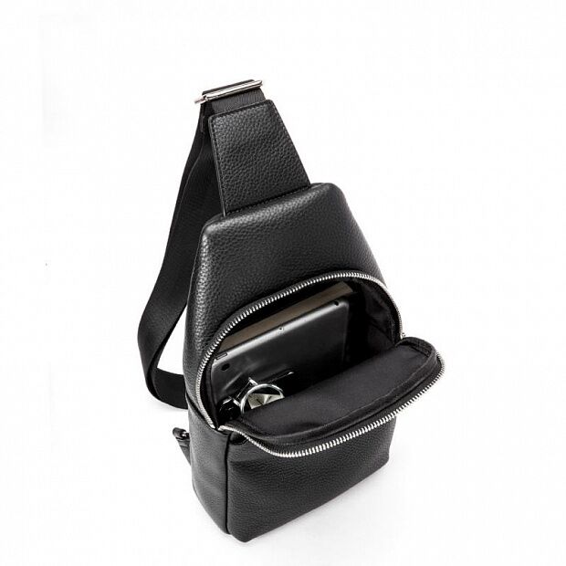 Мужская кожаная сумка VLLICON Casual Men's Leather Bag (Black/Черный) - 3
