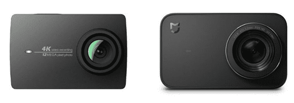 Сравнение внешнего вида MiJia Small Camera 4K и Yi 4K Action Camera